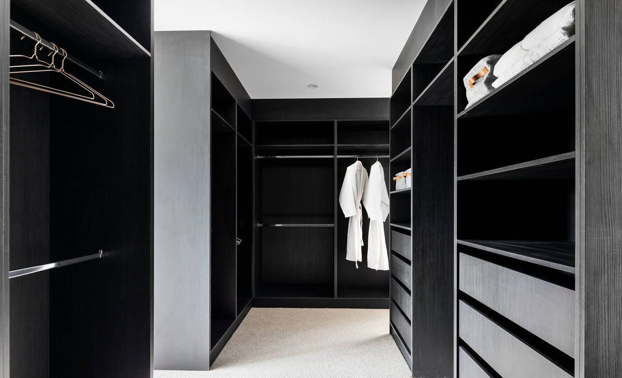 walk in robes, all dark coloured timber